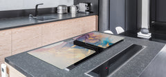 UNIQUE Tempered GLASS Kitchen Board – Impact & Scratch Resistant Cooktop cover – SINGLE: 80 x 52 cm; DOUBLE: 40 x 52 cm; DD45 Art Series : Liquid colours 1