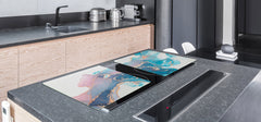 UNIQUE Tempered GLASS Kitchen Board – Impact & Scratch Resistant Cooktop cover – SINGLE: 80 x 52 cm; DOUBLE: 40 x 52 cm; DD45 Art Series : Liquid colours 2
