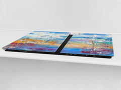 UNIQUE Tempered GLASS Kitchen Board – Impact & Scratch Resistant Cooktop cover – SINGLE: 80 x 52 cm; DOUBLE: 40 x 52 cm; DD45 Art Series : Abstract art background 6