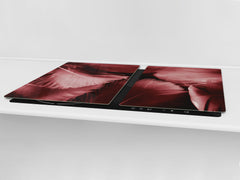 HUGE TEMPERED GLASS COOKTOP COVER β Glass Cutting Board and Worktop Saver β SINGLE: 80 x 52 cm (31,5β x 20,47β); DOUBLE: 40 x 52 cm (15,75β x 20,47β); DD46 Textures Series : White and red feathers