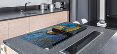 BIG KITCHEN BOARD & Induction Cooktop Cover – Glass Pastry Board – SINGLE: 80 x 52 cm (31,5” x 20,47”); DOUBLE: 40 x 52 cm (15,75” x 20,47”); DD47 Animals Series : Tropical butterfly 1