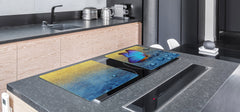 BIG KITCHEN BOARD & Induction Cooktop Cover β Glass Pastry Board β SINGLE: 80 x 52 cm (31,5β x 20,47β); DOUBLE: 40 x 52 cm (15,75β x 20,47β); DD47 Animals Series : Tropical butterfly 2
