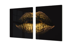 ENORMOUS Tempered GLASS Chopping Board - Induction Cooktop Cover – SINGLE: 80 x 52 cm; DOUBLE: 40 x 52 cm; DD51 : Golden Gloss