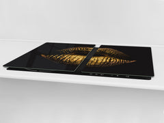 ENORMOUS Tempered GLASS Chopping Board - Induction Cooktop Cover – SINGLE: 80 x 52 cm; DOUBLE: 40 x 52 cm; DD51 : Golden Gloss