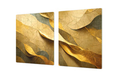 ENORMOUS Tempered GLASS Chopping Board - Induction Cooktop Cover – SINGLE: 80 x 52 cm; DOUBLE: 40 x 52 cm; DD51 : Golden Structure