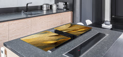 ENORMOUS Tempered GLASS Chopping Board - Induction Cooktop Cover – SINGLE: 80 x 52 cm; DOUBLE: 40 x 52 cm; DD51 : Golden Structure