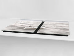 ENORMOUS Tempered GLASS Chopping Board - Induction Cooktop Cover – SINGLE: 80 x 52 cm; DOUBLE: 40 x 52 cm; DD51 : Cloud Sailing