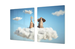 ENORMOUS Tempered GLASS Chopping Board - Induction Cooktop Cover – SINGLE: 80 x 52 cm; DOUBLE: 40 x 52 cm; DD51 : Cloud of Friendship