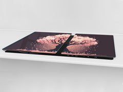 ENORMOUS Tempered GLASS Chopping Board - Induction Cooktop Cover – SINGLE: 80 x 52 cm; DOUBLE: 40 x 52 cm; DD52a : Japanese Sakura Tree