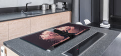 ENORMOUS Tempered GLASS Chopping Board - Induction Cooktop Cover – SINGLE: 80 x 52 cm; DOUBLE: 40 x 52 cm; DD52a : Japanese Sakura Tree