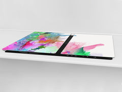 HUGE TEMPERED GLASS COOKTOP COVER – Glass Cutting Board and Worktop Saver – SINGLE: 80 x 52 cm (31,5” x 20,47”); DOUBLE: 40 x 52 cm (15,75” x 20,47”); DD46 Textures Series : Colourful background