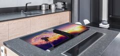 Gigantic Worktop saver and Pastry Board - Tempered GLASS Cutting Board - MEASURES: SINGLE: 80 x 52 cm; DOUBLE: 40 x 52 cm; DD44 Nature series : Sunset dandelion