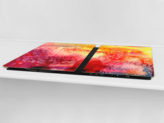 HUGE TEMPERED GLASS COOKTOP COVER – Glass Cutting Board and Worktop Saver – SINGLE: 80 x 52 cm (31,5” x 20,47”); DOUBLE: 40 x 52 cm (15,75” x 20,47”); DD46 Textures Series : Abstract multicoloured background