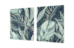 HUGE TEMPERED GLASS COOKTOP COVER β Glass Cutting Board and Worktop Saver β SINGLE: 80 x 52 cm (31,5β x 20,47β); DOUBLE: 40 x 52 cm (15,75β x 20,47β); DD46 Textures Series : Tropical wallpaper 2