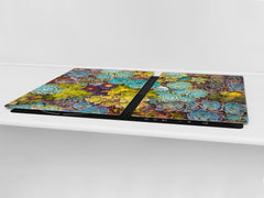 Gigantic Worktop saver and Pastry Board - Tempered GLASS Cutting Board - MEASURES: SINGLE: 80 x 52 cm; DOUBLE: 40 x 52 cm; DD44 Nature series : Rock garden 1