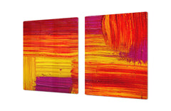 HUGE TEMPERED GLASS COOKTOP COVER – Glass Cutting Board and Worktop Saver – SINGLE: 80 x 52 cm (31,5” x 20,47”); DOUBLE: 40 x 52 cm (15,75” x 20,47”); DD46 Textures Series : Abstract colour texture