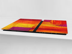 HUGE TEMPERED GLASS COOKTOP COVER – Glass Cutting Board and Worktop Saver – SINGLE: 80 x 52 cm (31,5” x 20,47”); DOUBLE: 40 x 52 cm (15,75” x 20,47”); DD46 Textures Series : Abstract colour texture