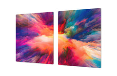 HUGE TEMPERED GLASS COOKTOP COVER – Glass Cutting Board and Worktop Saver – SINGLE: 80 x 52 cm (31,5” x 20,47”); DOUBLE: 40 x 52 cm (15,75” x 20,47”); DD46 Textures Series : Colours splash