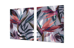 HUGE TEMPERED GLASS COOKTOP COVER – Glass Cutting Board and Worktop Saver – SINGLE: 80 x 52 cm (31,5” x 20,47”); DOUBLE: 40 x 52 cm (15,75” x 20,47”); DD46 Textures Series : Tropical wallpaper 3