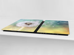 Gigantic Worktop saver and Pastry Board - Tempered GLASS Cutting Board - MEASURES: SINGLE: 80 x 52 cm; DOUBLE: 40 x 52 cm; DD44 Nature series : Dandelion