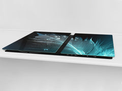 ENORMOUS Tempered GLASS Chopping Board - Induction Cooktop Cover – SINGLE: 80 x 52 cm; DOUBLE: 40 x 52 cm; DD49 Miscellaneous series : Feather water drops