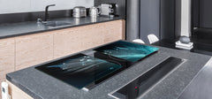 ENORMOUS Tempered GLASS Chopping Board - Induction Cooktop Cover – SINGLE: 80 x 52 cm; DOUBLE: 40 x 52 cm; DD49 Miscellaneous series : Feather water drops