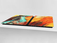 HUGE TEMPERED GLASS COOKTOP COVER – Glass Cutting Board and Worktop Saver – SINGLE: 80 x 52 cm (31,5” x 20,47”); DOUBLE: 40 x 52 cm (15,75” x 20,47”); DD46 Textures Series : Modern futuristic pattern