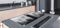 ENORMOUS Tempered GLASS Chopping Board - Induction Cooktop Cover – SINGLE: 80 x 52 cm; DOUBLE: 40 x 52 cm; DD49 Miscellaneous series : Foggy forest