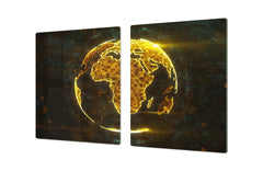 ENORMOUS Tempered GLASS Chopping Board - Induction Cooktop Cover – SINGLE: 80 x 52 cm; DOUBLE: 40 x 52 cm; DD49 Miscellaneous series : Digital globe 1