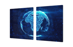 ENORMOUS Tempered GLASS Chopping Board - Induction Cooktop Cover – SINGLE: 80 x 52 cm; DOUBLE: 40 x 52 cm; DD49 Miscellaneous series : Digital globe 2