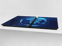 ENORMOUS Tempered GLASS Chopping Board - Induction Cooktop Cover – SINGLE: 80 x 52 cm; DOUBLE: 40 x 52 cm; DD49 Miscellaneous series : Digital globe 2