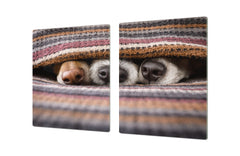 BIG KITCHEN BOARD & Induction Cooktop Cover – Glass Pastry Board – SINGLE: 80 x 52 cm (31,5” x 20,47”); DOUBLE: 40 x 52 cm (15,75” x 20,47”); DD47 Animals Series : Sleeping dogs