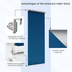 Customised BLACKOUT Roller blinds - Made-to-measure - Thermal blinds for windows and doors WITHOUT DRILLING