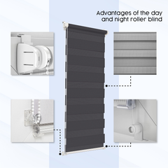 Customised Day and night roller blinds - Made-to-measure - Blinds for windows and doors WITHOUT DRILLING