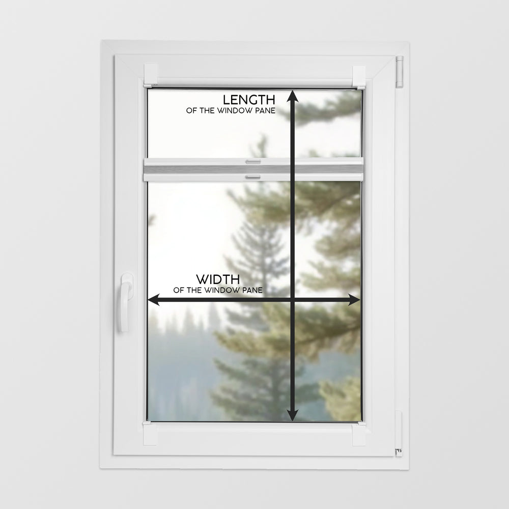 Window with measurements instructions for length and width of the pane