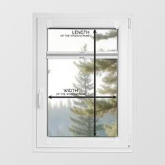 Window with measurements instructions for length and width of the pane