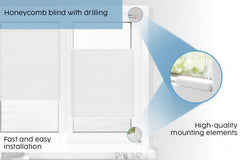 Concept Blinds® Made-to-Measure Honeycomb Pleated Blinds - Custom Up & Down Shades with Drilling - Semi-Transparent - Width 30-170cm, Height 20-240cm - Light Filtering Window Shades