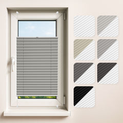 Concept Blinds - Customisable Blackout Pleated Blinds - Mounting with no drilling - Blackout Material - Window Sizes 30-130cm x 40-230cm