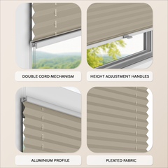 Concept Blinds Thermal Customised Pleated Shades - Thermal Fabric - Made-to-Measure Windows Shades - Easy Installation WITH DRILLING - Width 30–130cm x Height 40-230cm