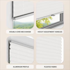 Premium Blackout Pleated Blinds – No Drill, Made to Measure for Window Sizes 30–130cm x 40–230cm
