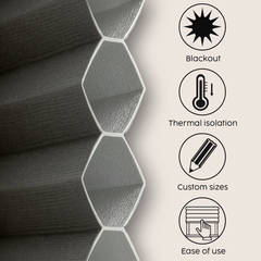 Concept Blinds Honeycomb Roof Window Pleated Blind – Blackout & Thermal Insulation, Made to Measure, 7 Fabric Colours, Adjustable Up & Down, Easy Drill Fitting – Premium Custom Roof Window Shade