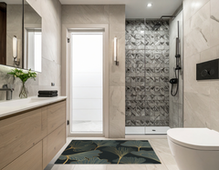 Concept Crystal Bathroom PVC Mat – Water-Resistant Floor Mat – Modern Designer Bath Mat with 4 Size Options for Bathroom, Shower & Toilet - Soft Shower Mat with Decorative Designs : Floral art deco