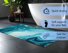 Concept Crystal Bathroom PVC Mat – Water-Resistant Floor Mat – Modern Designer Bath Mat with 4 Size Options for Bathroom, Shower & Toilet - Soft Shower Mat with Decorative Designs : Ocean art.