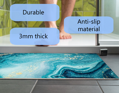 Concept Crystal Bathroom PVC Mat – Water-Resistant Floor Mat – Modern Designer Bath Mat with 4 Size Options for Bathroom, Shower & Toilet - Soft Shower Mat with Decorative Designs : Ocean art.