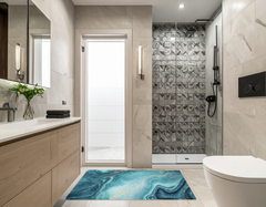 Concept Crystal Bathroom PVC Mat – Water-Resistant Floor Mat – Modern Designer Bath Mat with 4 Size Options for Bathroom, Shower & Toilet - Soft Shower Mat with Decorative Designs : Ocean art.