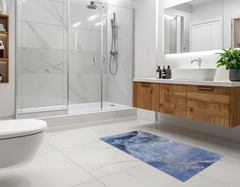 Concept Crystal Bathroom PVC Mat – Water-Resistant Floor Mat – Modern Designer Bath Mat with 4 Size Options for Bathroom, Shower & Toilet - Soft Shower Mat with Decorative Designs : Blue marble with light reflections