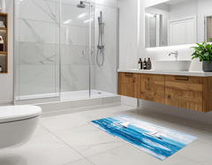 Concept Crystal Bathroom PVC Mat – Water-Resistant Floor Mat – Modern Designer Bath Mat with 4 Size Options for Bathroom, Shower & Toilet - Soft Shower Mat with Decorative Designs : Sailing Boats
