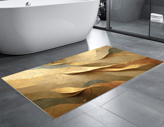 Concept Crystal Bathroom PVC Mat – Water-Resistant Floor Mat – Modern Designer Bath Mat with 4 Size Options for Bathroom, Shower & Toilet - Soft Shower Mat with Decorative Designs : Golden Structure