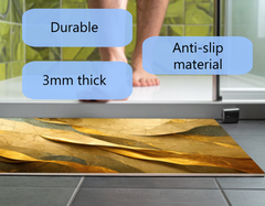 Concept Crystal Bathroom PVC Mat – Water-Resistant Floor Mat – Modern Designer Bath Mat with 4 Size Options for Bathroom, Shower & Toilet - Soft Shower Mat with Decorative Designs : Golden Structure