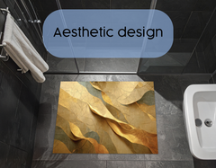 Concept Crystal Bathroom PVC Mat – Water-Resistant Floor Mat – Modern Designer Bath Mat with 4 Size Options for Bathroom, Shower & Toilet - Soft Shower Mat with Decorative Designs : Golden Structure